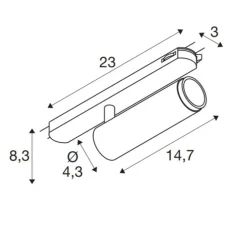 Spot pour rail, GRIP! M, noir et or, dim, LED, 2000-3000K, 1000lm, Ø4,3cm, H14,7cm - SLV