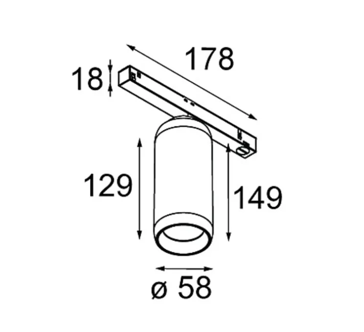 Spot pour rail, Kogel Track 48V Adjustable 58 1x, blanc, LED, dim, 2700K, 842 lm, Ø5,8cm, H14,9cm - Modular