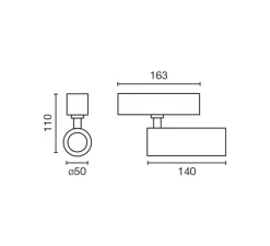 Spot pour rail, Neso Hole, noir mat, 36°, LED, 2700K, 574 lm, L16,3cm, H10cm - Faro