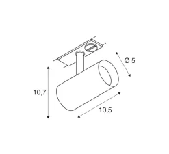 Spot pour rail, Noblo, noir, LED, dim, 3000K, 125 lm, Ø5cm, H10,7cm - SLV