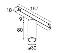 Spot pour rail, Nyto 30 1x, blanc, LED, dim, 3000K, 500 lm, Ø3cm, H8cm - Modular