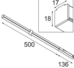 Spot pour rail, Pista Linear Light Track 48V 636 1x, noir, LED, dim, 2700K, 493 lm, L63,6cm, H1,8cm-Modular