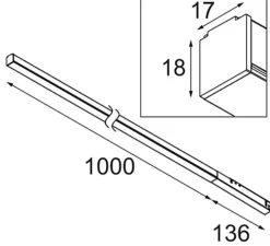 Spot pour rail, Pista Linear Light Track 48V 1136 1x, noir, LED, dim, 2700K, 985 lm, L113,6cm, H1,8cm-Modular