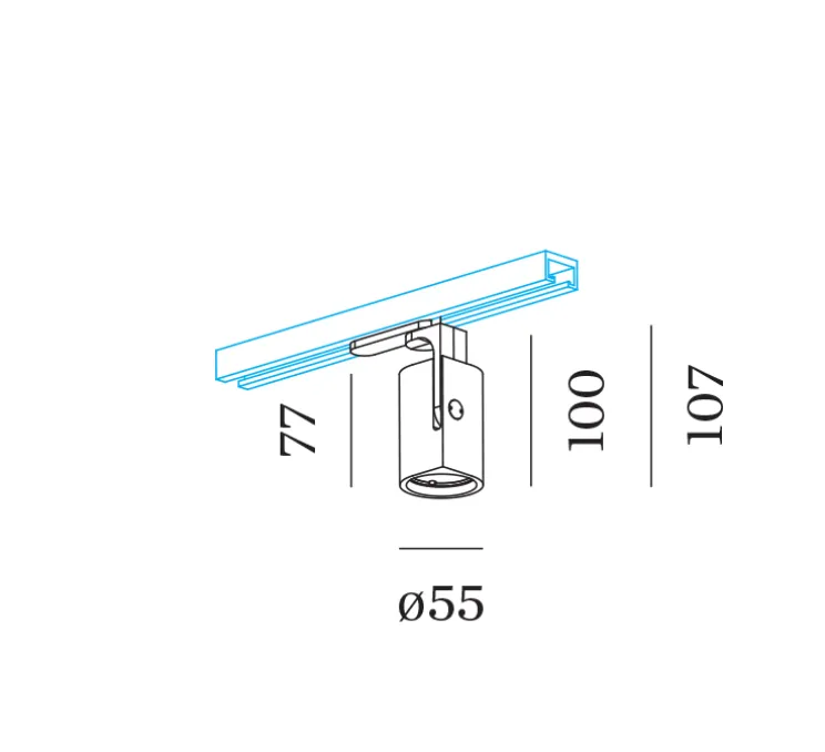 Spot pour rail, Sqube On Track, 1-phase, noir, LED, 2700K, 415lm, Ø5,5cm, H10cm - Wever&Ducré