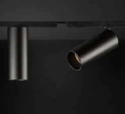 Spot pour rail, Tektus 60 3-phase, noir mat, dim, LED, 3000K, 2202lm, Ø6cm, H15cm - Doxis