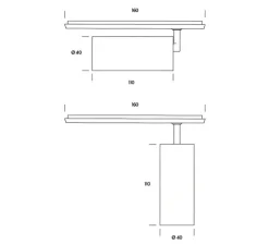 Spot pour rail, Tiny Focus 40-48V, noir, LED, dim, 3000K, 705 lm, Ø4cm, H11cm - ONOK