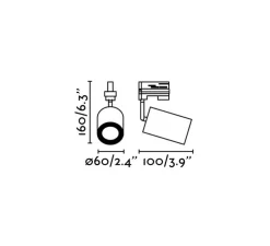 Spot, projecteur, pour rail, Stan, blanc mat, GU10, orientable, Ø6cm, H14.7cm - Faro