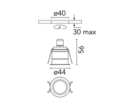 Spot semi-encastré, G-O Amer Light, acier, halo ambre, IP65, LED, 3000K, 2lm, Ø4,4cm, H5,6cm - Flos