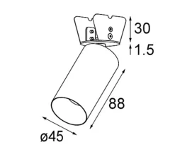 Spot semi-encastré, Minude Semi-Recessed Adjustable 45 1x, bronze brossé, LED, dim, 3000K, 283 lm, Ø4,5cm, H8,8cm - Modular