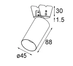 Spot semi-encastré, Minude Semi-Recessed Adjustable 45 1x, gris mat, LED, dim, 3000K, 653 lm, Ø4,5cm, H8,8cm - Modular