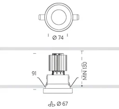Spot semi-encastré, Ringo 1, blanc, IP54, LED, 2700K, 600 lm, Ø7,4cm, H9,1cm - ONOK