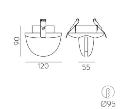 Spot semi-encastré, Spectra, blanc, IP54, LED, 3000K, 770 lm, L12cm, H9cm - ACB