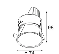 Spot, Thimble Recessed Adjustable 74 1x, blanc, LED, 2700K, 595 lm, Ø7,4cm, H9,8cm - Modular
