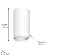 Spot, Titan 140 Cone, 40°, noir mat, LED, 3000k, 1156lm, Ø8cm, H14cm - Doxis
