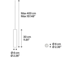 Suspension, A-Tube small, sans rosace, bronze cuivré, Ø6cm, H30cm - Lodes