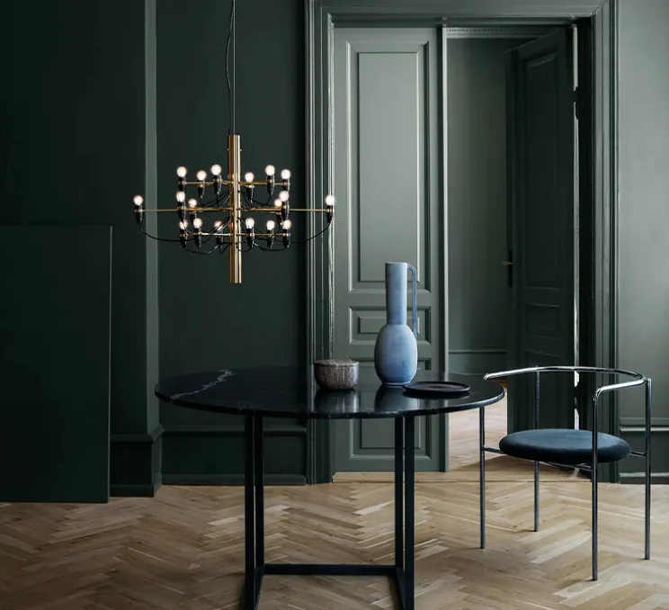 Suspension, 2097/18, laiton (ampoules dépolies), 2700K, Ø69cm, H51cm - Flos