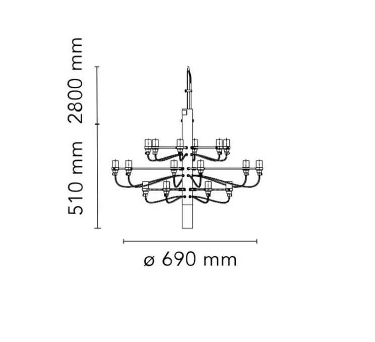 Suspension, 2097/18, laiton (ampoules dépolies), 2700K, Ø69cm, H51cm - Flos