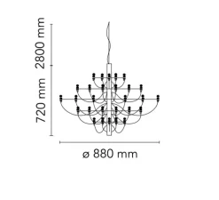 Suspension, 2097/30, laiton (ampoules dépolies), 2700K, Ø88cm, H72cm - Flos