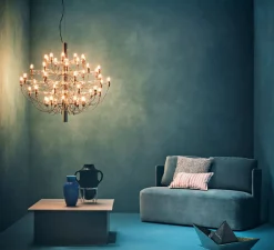 Suspension, 2097/50, laiton (ampoules dépolies), 2700K, Ø100cm, H88cm - Flos