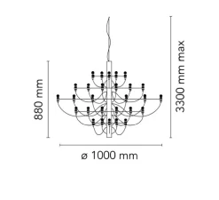 Suspension, 2097/50, noir (ampoules transparentes), 2200K, Ø100cm, H88cm - Flos