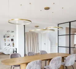 Suspension & Rosace, ZERO ROUND M03301, laiton, LED, dim-dali 2700k, 4974lm, Ø97cm, H5cm - Panzeri