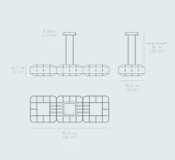 Suspension, 1979 Triple, ivoire mat, LED, dim, 3000K, 4800 lm, L91,5cm, H12,7cm - Darmes