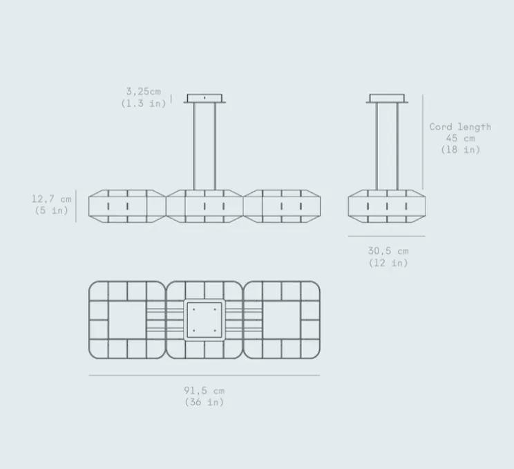 Suspension, 1979 Triple, ivoire mat, LED, dim, 3000K, 4800 lm, L91,5cm, H12,7cm - Darmes