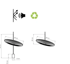 Suspension accoustique, Calma C, laiton, liège sombre, LED, 2700K, 665-836 lm, Ø48cm, H60cm - Luxcambra