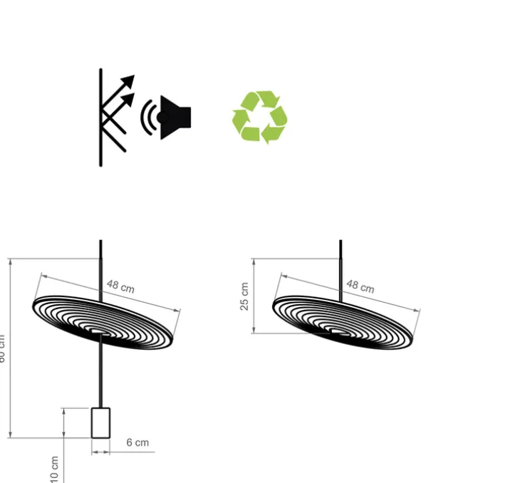 Suspension accoustique, Calma C, laiton, liège sombre, LED, 2700K, 665-836 lm, Ø48cm, H60cm - Luxcambra