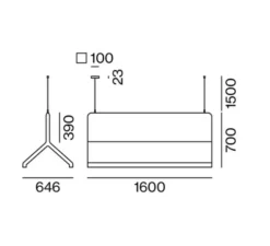 Suspension accoustique, Muse Double Light , anthracite, LED, dim, 4000K, 4400 lm, L160cm, H70cm - XAL