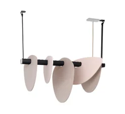 Suspension accoustique, Murmure, lin et pierre grège, LED, 3000K, 2030-4750 lm, L100cm, H51cm - DesignHeure