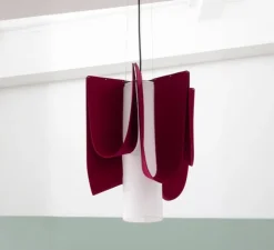 Suspension accoustique, Ondine grande, Bordeaux et papier blanc, Ø55cm, H66cm - DesignHeure