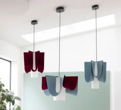 Suspension accoustique, Ondine grande, Bleu clair et papier blanc, Ø55cm, H66cm - DesignHeure