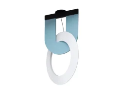 Suspension accoustique, Résonance 1 anneau, bleu clair et blanc, LED, 3000K, 2990 lm, Ø49cm, H91cm - DesignHeure