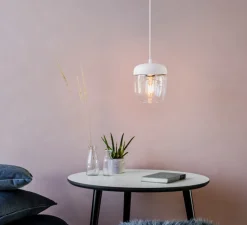 Suspension, Acorn, blanc & laiton, Ø14cm, H16cm - Umage