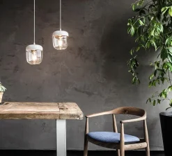 Suspension, Acorn, blanc & laiton, Ø14cm, H16cm - Umage