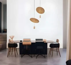 Suspension acoustique, Calma C, laiton, liège clair, LED, 2700K, 665-836 lm, Ø48cm, H60cm - Luxcambra