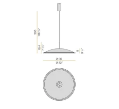 Suspension acoustique, Phi, bronze, noir, IP40, LED, 2700K, 538 lm, Ø56cm, H19,4cm - Panzeri