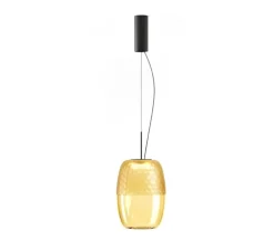 Suspension, Adamas, verre bronze, structure noire, LED, dim, 2700K, 624 lm, Ø23,6cm, H33cm - Panzeri