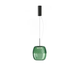 Suspension, Adamas, verre vert, structure noire, LED, dim, 2700K, 624 lm, Ø22,5cm, H23cm - Panzeri