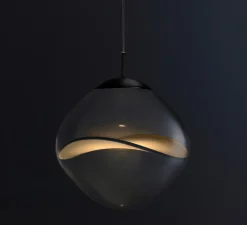 Suspension, Aether, Noir, pétale blanc, LED, dim, 2700K, 1066 lm, Ø33cm, H33cm - Lumina