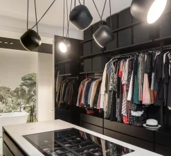 Suspension, Aim Multiple, noir, LED, 2700K, 895x3+725x2lm, Ø24,3cm, H21,1cm - Flos