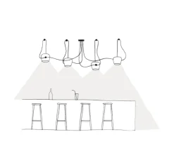 Suspension, Aim Multiple, noir, LED, 2700K, 895x3+725x2lm, Ø24,3cm, H21,1cm - Flos