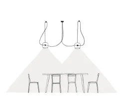 Suspension, Aim Multiple, noir, LED, 2700K, 895x3+725x2lm, Ø24,3cm, H21,1cm - Flos