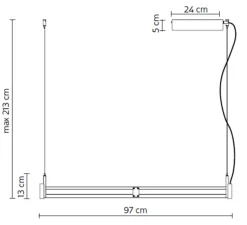 Suspension, Airtek One, seule, aluminium, LED, dim, 3000K, 1800 lm, L97cm, H13cm - Karman