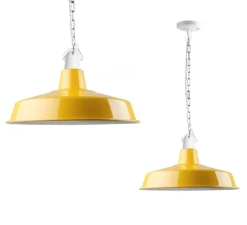 Suspension, Alexandre, email jaune et porcelaine blanche, Ø40cm, H25cm - Zangra