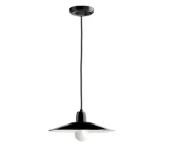 Suspension, Alexis, métal émaillé noir, porcelaine noire, Ø28cm, H8,5cm - Zangra