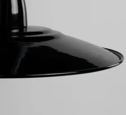 Suspension, Alexis, métal émaillé noir, porcelaine noire, Ø28cm, H8,5cm - Zangra