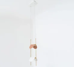 Suspension, Ali di Luce, 2, blanc, terracotta et laiton, LED, 2700K, 400 lm, L20cm, H160cm - OliveLab