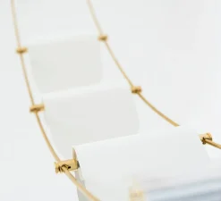 Suspension, Ali di Luce, 5, blanc et laiton, LED, 2700K, 400 lm, L94cm, H160cm - OliveLab